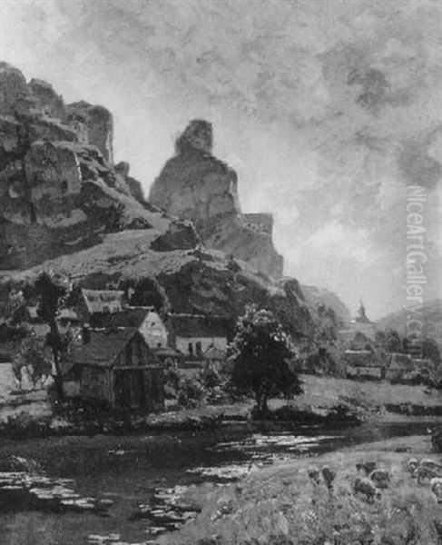 Eifellandschaft (ahrtal?) Oil Painting by Konrad Ludwig Lessing