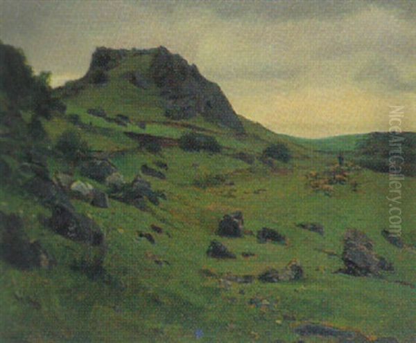 Eifellandschaft Mir Schafherde Oil Painting by Konrad Ludwig Lessing