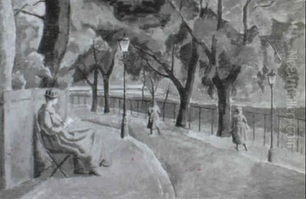 In The Park Oil Painting by Therese Lessore