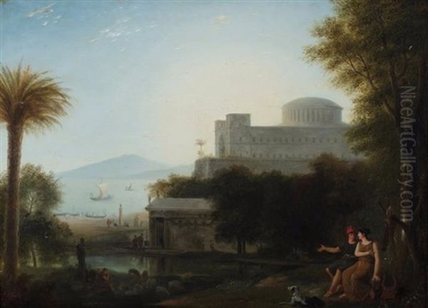 Paysage Au Temple Grec Avec Paris Et Helene Oil Painting by Pierre-Etienne Lesueur