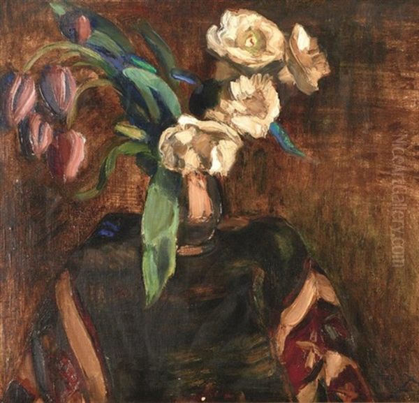 Fleurs, Tulipes Et Roses, 1920 Oil Painting by Henri Victor Lesur