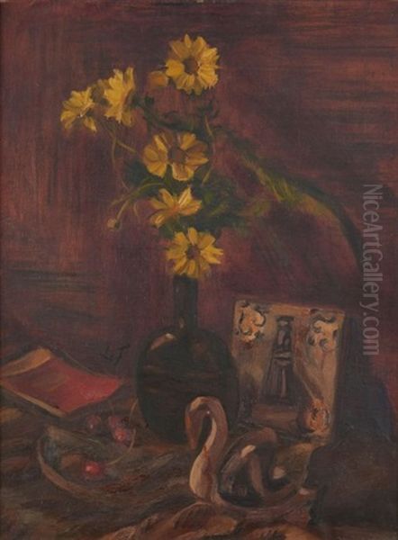 Vase De Marguerites Oil Painting by Henri Victor Lesur