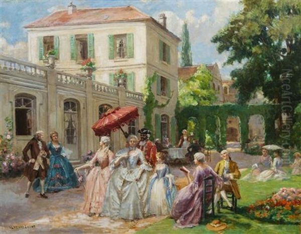 Garden Party Oil Painting by Henri Victor Lesur