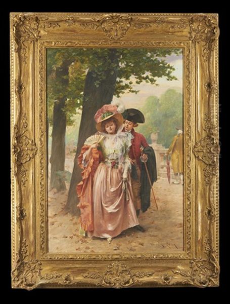 A Stroll In The Park Oil Painting by Henri Victor Lesur