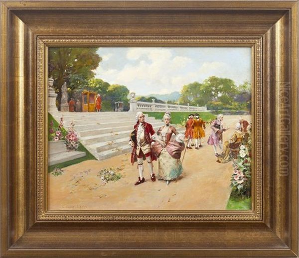 Garden Party Oil Painting by Henri Victor Lesur