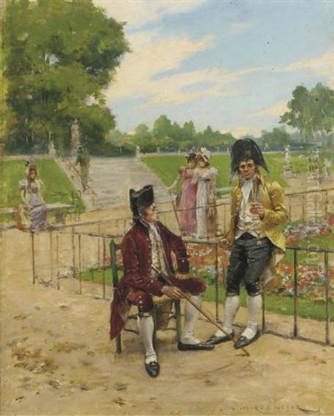 An Afternoon In The Park Oil Painting by Henri Victor Lesur