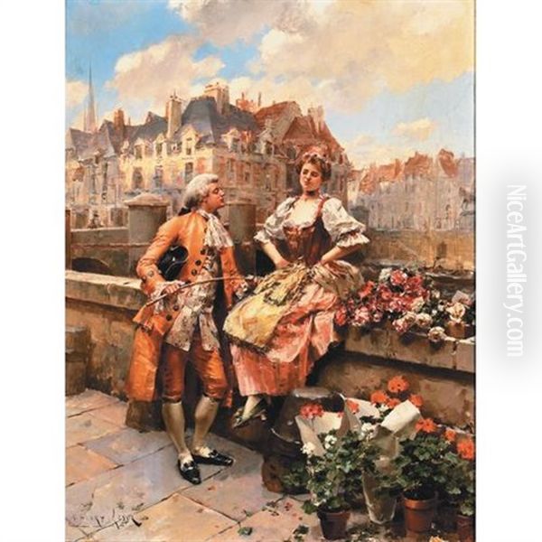 Lover's Dalliance Oil Painting by Henri Victor Lesur