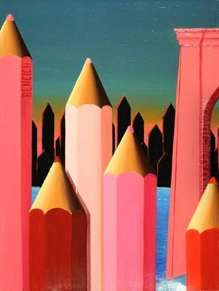 Pencils End Bridge, 2003 Oil Painting by Antonio Bencini