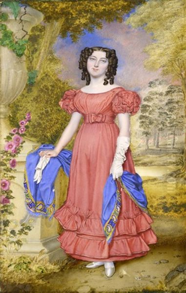 Portrait Of A Lady In Pink Dress Oil Painting by Walter Stephens Lethbridge