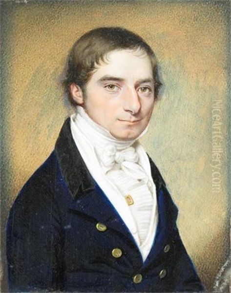 Portrait Of A Gentleman Wearing A Blue Coat And White Stock Oil Painting by Walter Stephens Lethbridge