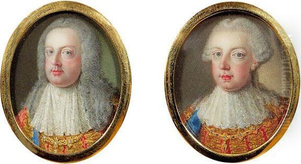 Miniaturenpaar: Kaiser Franz I. Stefan Und Kaiser Joseph Ii. Oil Painting by Antonio Bencini