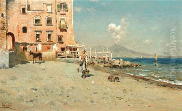 View Of The Neapolitan Coast Oil Painting by Antonino Leto