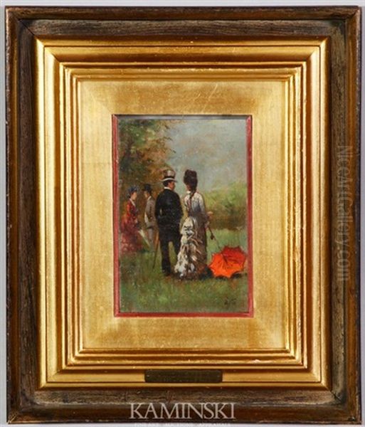 Stylish European Couple Oil Painting by Antonino Leto