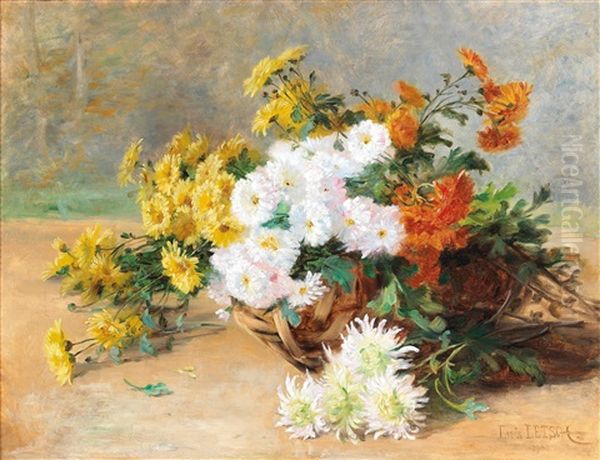 Bouquet Of Flowers In A Basket by Louis Letsch