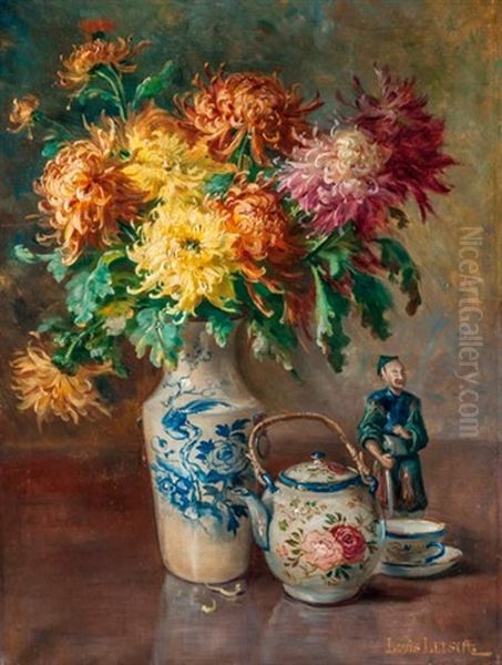 Csendelet Porcelanokkal Oil Painting by Louis Letsch