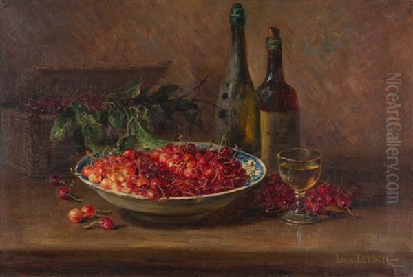 Stillleben Mit Kirschen Und Wein Oil Painting by Louis Letsch