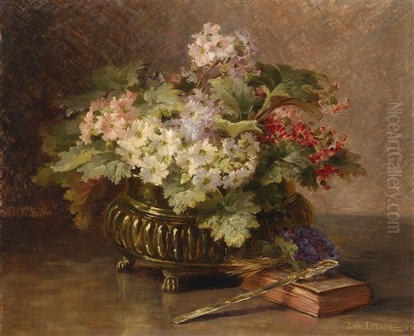 Blumen In Einer Kupfervase by Louis Letsch