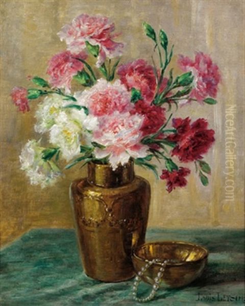 Blumenstilleben Mit Einem Nelkenstraus Oil Painting by Louis Letsch