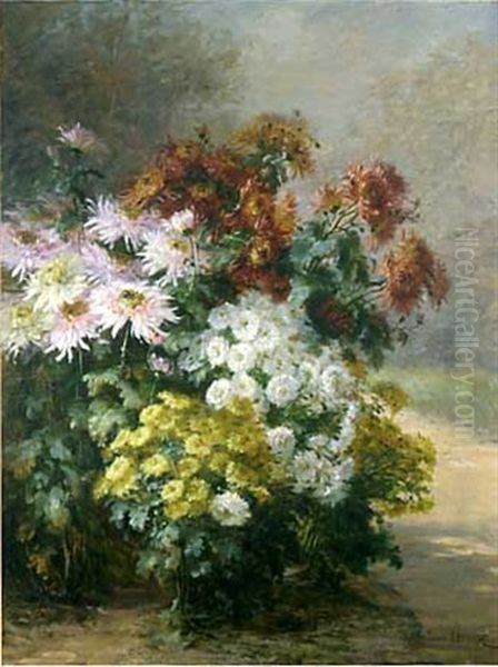 Parterre De Chrysanthemes Oil Painting by Louis Letsch