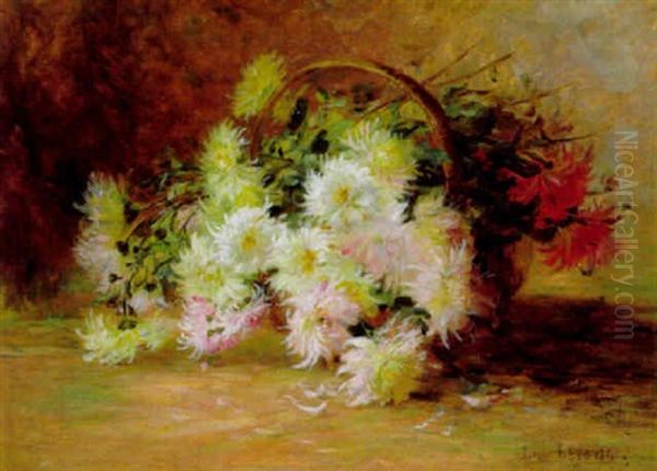 Korb Mit Chrysanthemenbluten Oil Painting by Louis Letsch