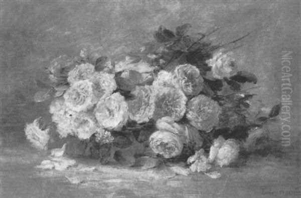 Rosa Rosen In Einer Schale Oil Painting by Louis Letsch