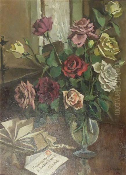 Bouquet De Roses A La Lettre Oil Painting by Emil Lettre