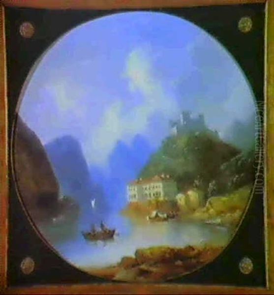 Am Lago Maggiore Oil Painting by August Leu the Younger