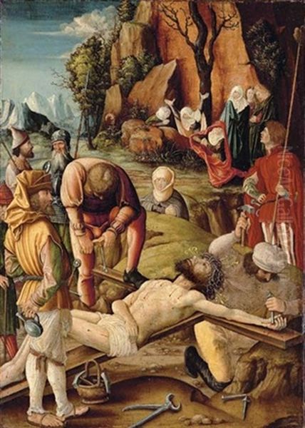 Christ Nailed To The Cross Oil Painting by Hans Leu the Younger