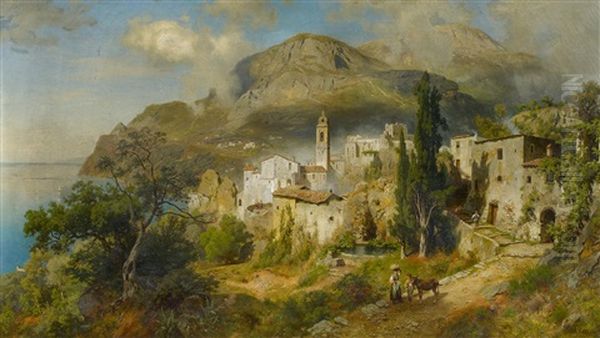 Italienische Kustenlandschaft Bei Neapel Oil Painting by August Wilhelm Leu