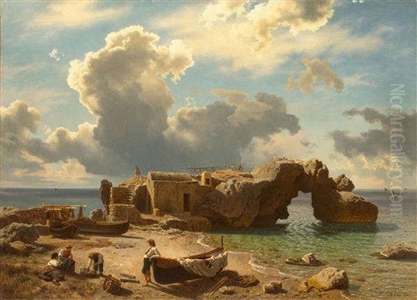 Capri Oil Painting by August Wilhelm Leu