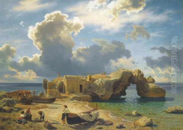 Capri Oil Painting by August Wilhelm Leu