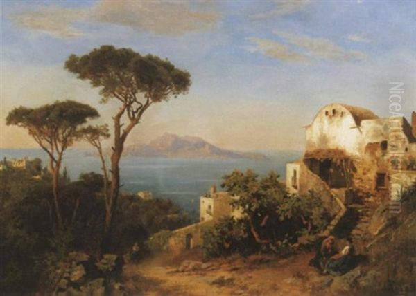 Blick Auf Capri Oil Painting by August Wilhelm Leu