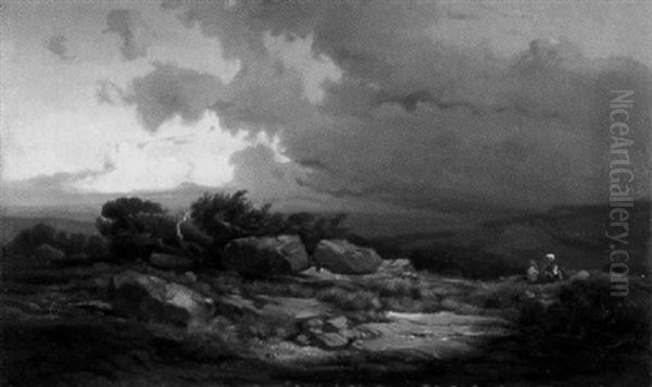 Eiffellandschaft Bei Aufziehendem Gewitter Oil Painting by August Wilhelm Leu