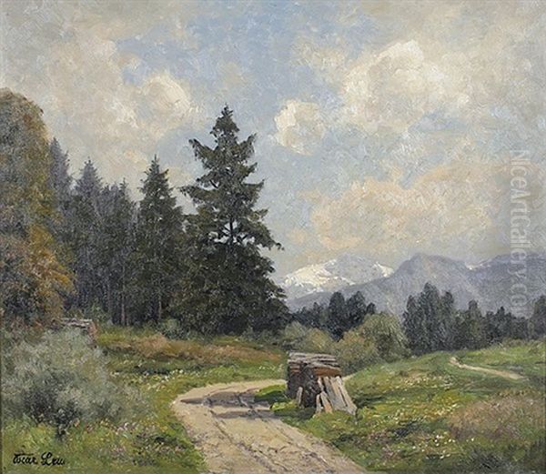 Auf Dem Weg Nach Berchtesgaden Oil Painting by Oskar Leu