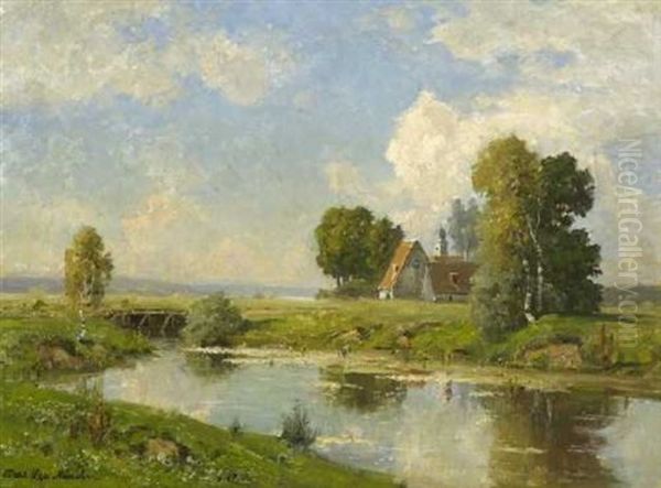 Am Dorfweiher Oil Painting by Oskar Leu