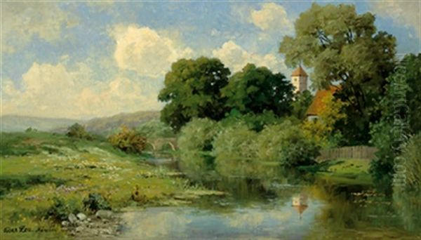 Landschaft Oil Painting by Oskar Leu