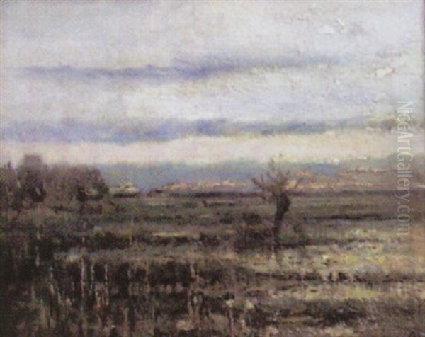 Wiesen- Und Moorlandschaft Oil Painting by Oskar Leu