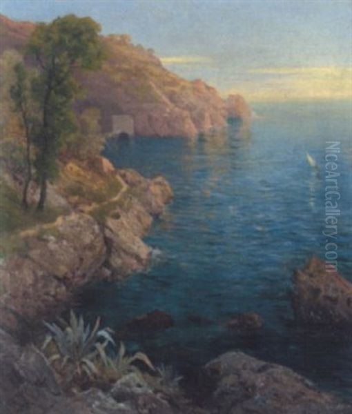 Meereskuste Bei Nervi Oil Painting by Otto-Friedrich Leu