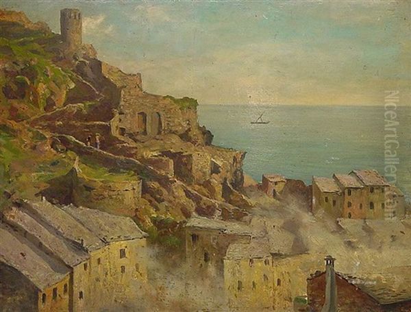 Italienisches Kustendorf Oil Painting by Otto-Friedrich Leu