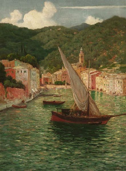 Im Hafen Von Portofino Oil Painting by Otto-Friedrich Leu