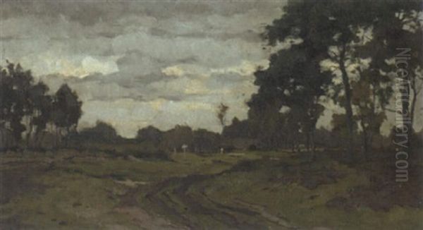 Landstrase Vor Dem Dorf, Abendstimmung Oil Painting by Johannes Karel Leurs