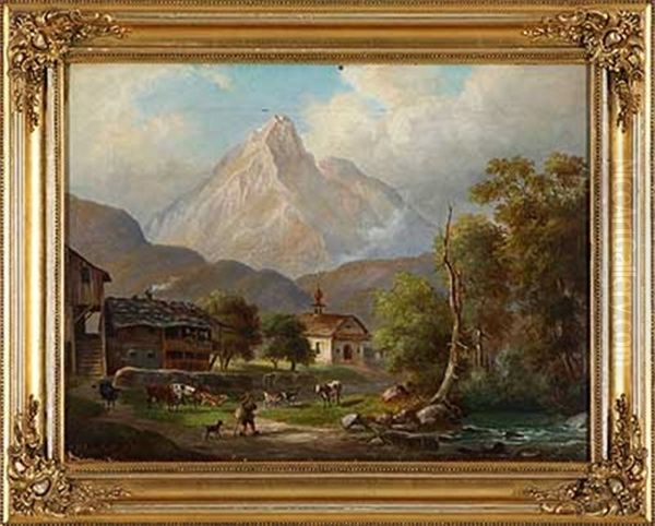 Das Stauserhorn Von Alpenach Aus Oil Painting by Ernst August Leuteritz