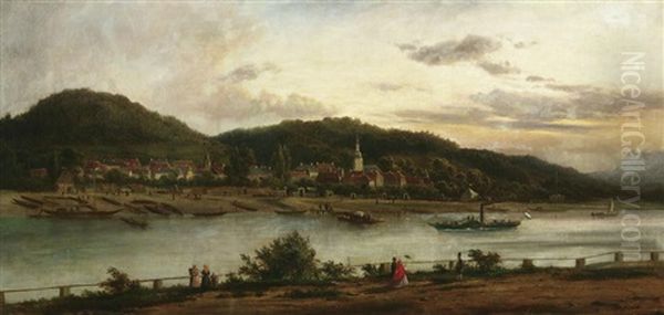 Die Elbe Bei Bad Schandau Oil Painting by Paul Leuteritz