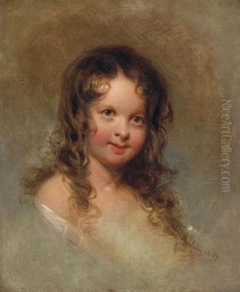 Bust Of A Young Girl Oil Painting by Emanuel Leutze