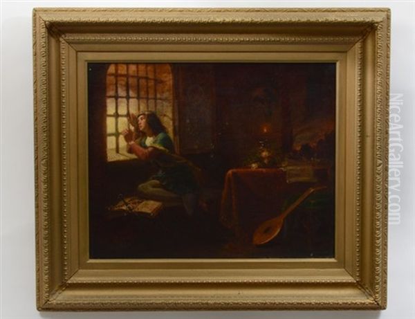 Windowside Contemplation Oil Painting by Emanuel Leutze