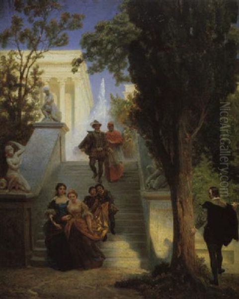 Tasso Und Die Beiden Leonoren Oil Painting by Emanuel Leutze