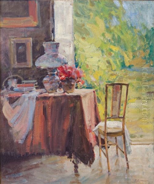 View From The Window Oil Painting by Petr Alekseevich Levchenko