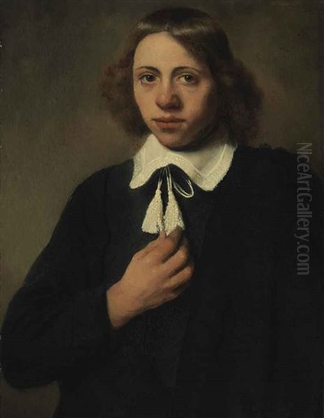 Portrait Of A Young Man In Black, Half-length Oil Painting by Jacobus Levecq