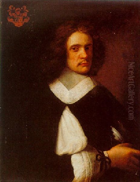 Portrait Of A Gentleman, Half-length, Wearing Black Costume Oil Painting by Jacobus Levecq