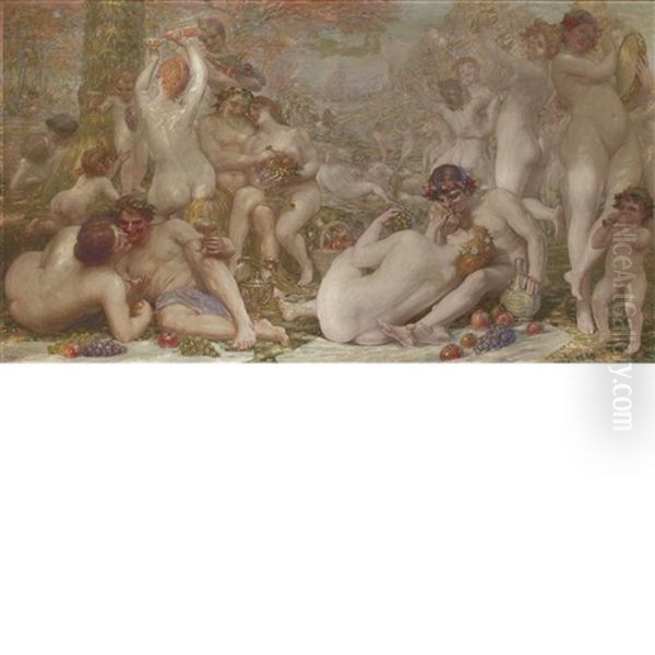 Bacchanale Oil Painting by Auguste (Maurice Francois Giuslain) Leveque